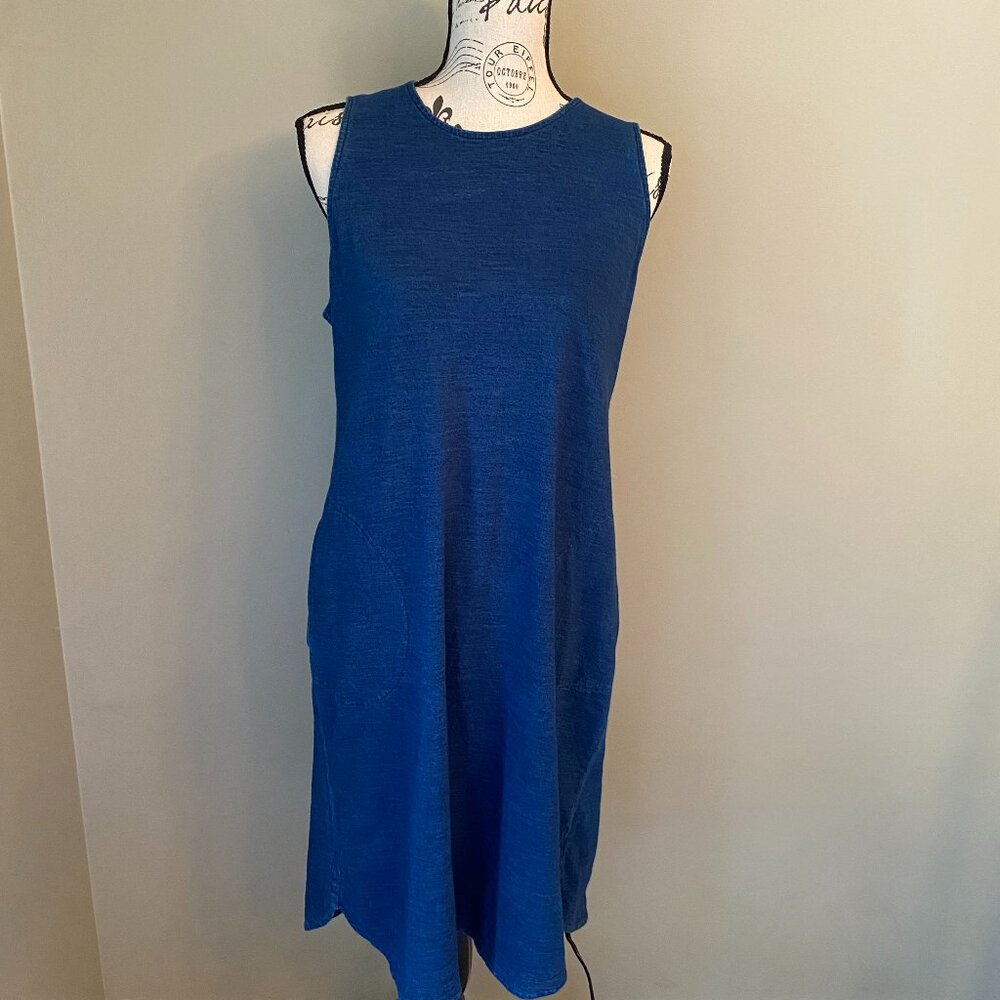 Purejill Indigo Cotton Sleeveless Midi Dress, Size M Petite